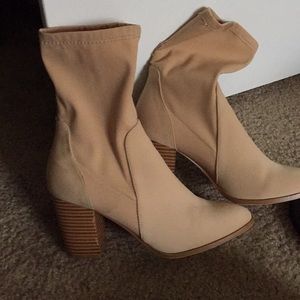 Beige Heel Ankle Boots